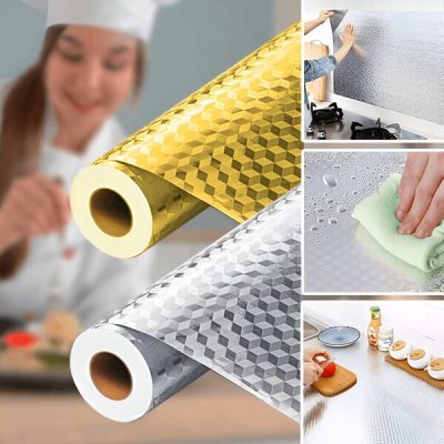 Pegatina de cocina de papel de aluminio - 61x300 cm, cortado a medida, resistente al aceite | ALUMAX